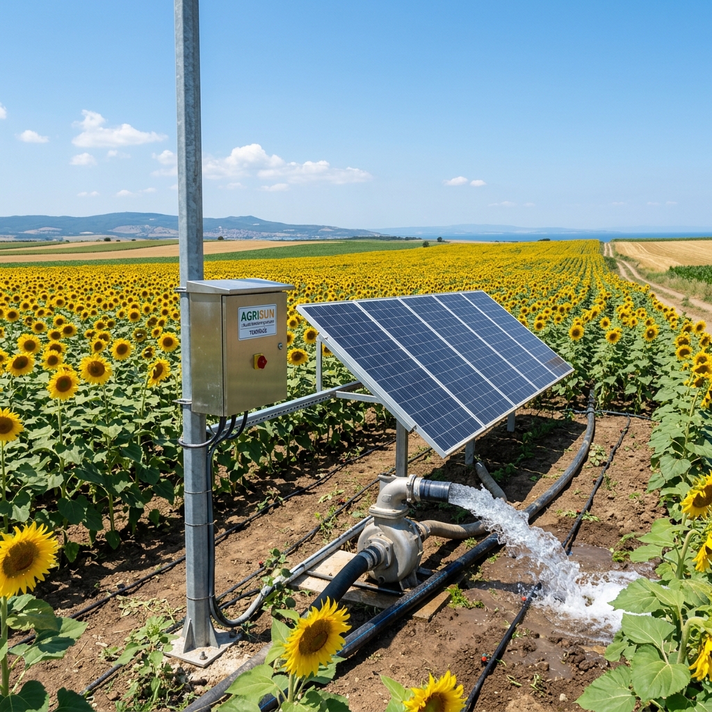 Tarım arazisinde güneş enerjili dalgıç pompa sulama sistemi